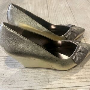 Seychelles Metallic Gold Wedge Pumps